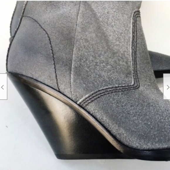 DIESEL ‘D-WEST HB' Gray Wedge Boots Size US7/EU37 DIESEL Leather - Picture 5 of 16